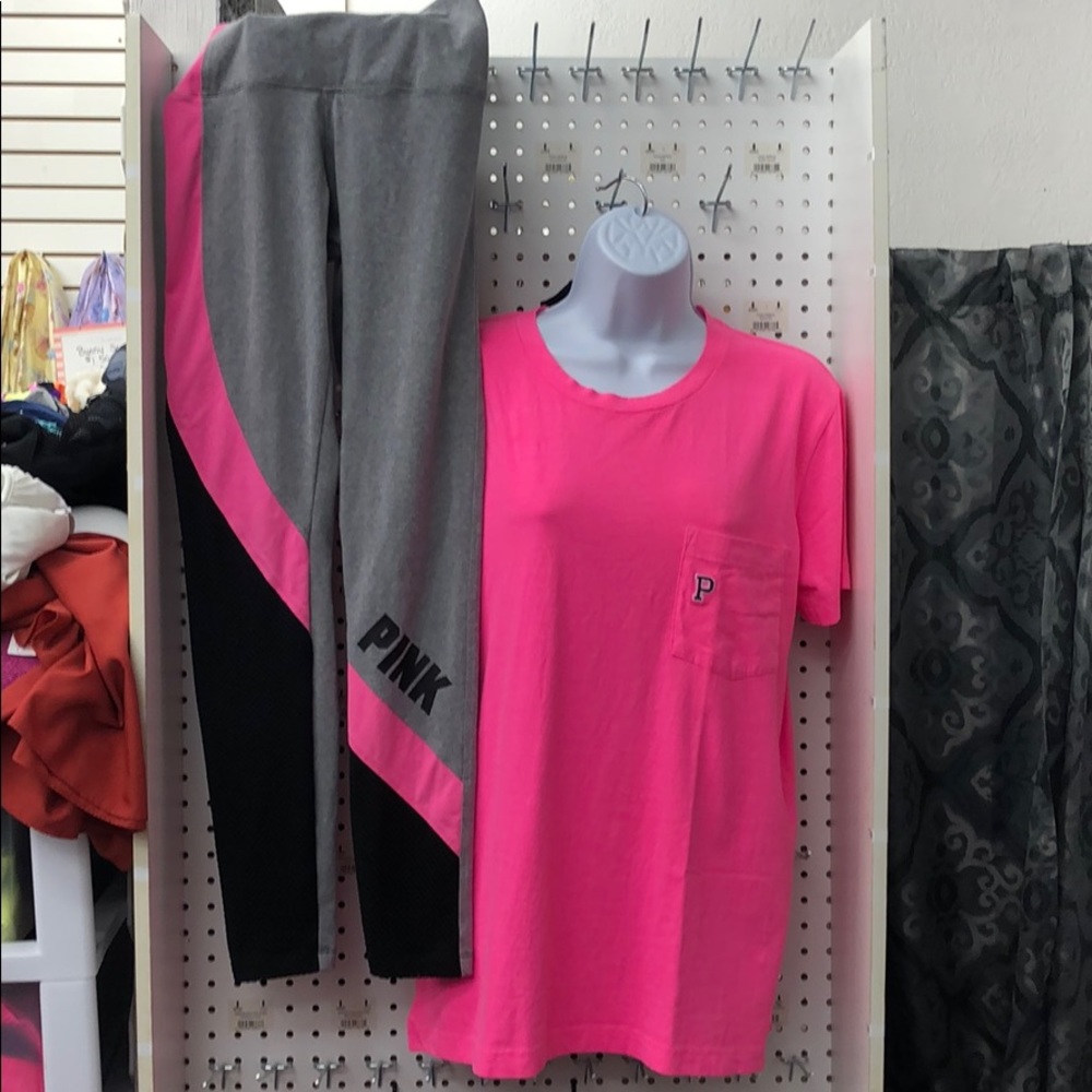 Victoria secret PINK leggings t-shirt set S